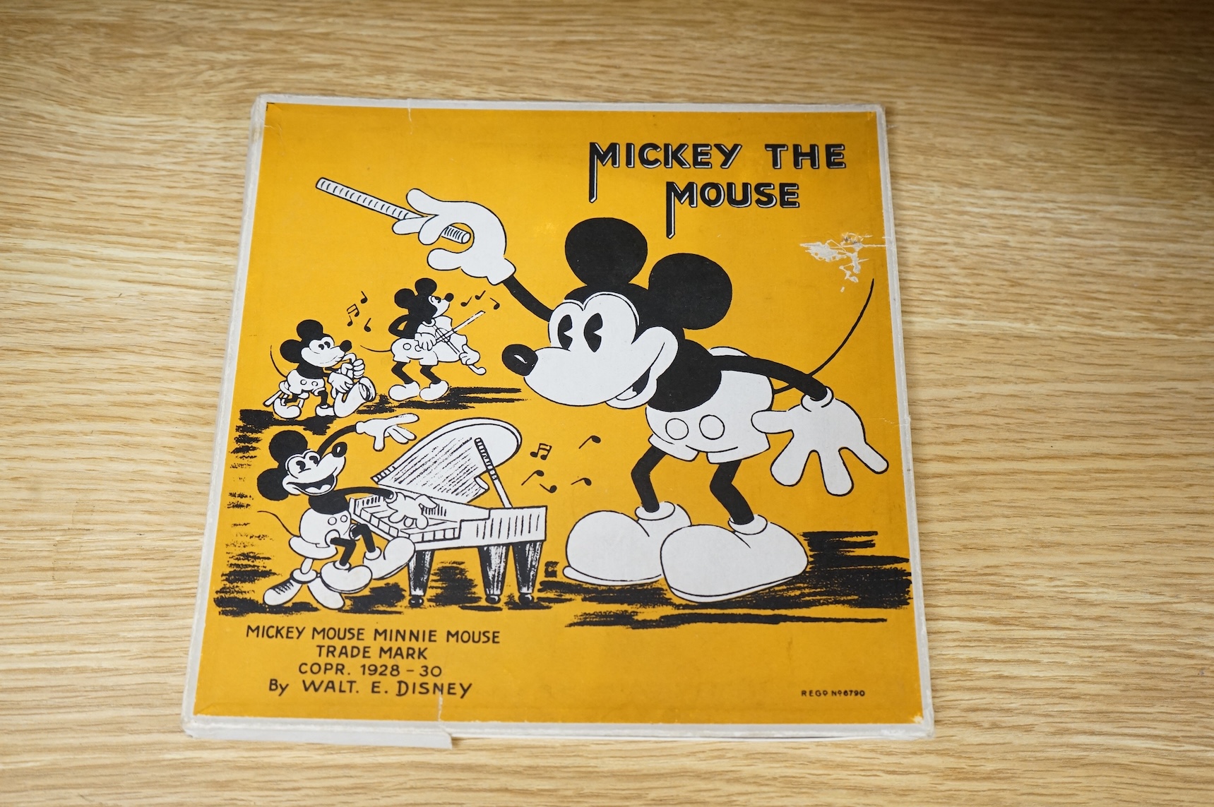 An early Walt. E. Disney Mickey Mouse and Minnie Mouse boxed, coloured embroidered handkerchief set. Box 20.5cm x 20.5cm square.